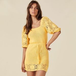 NWT Free People Spell Let The Sunshine In Crochet Mini Dress Size M. B-9